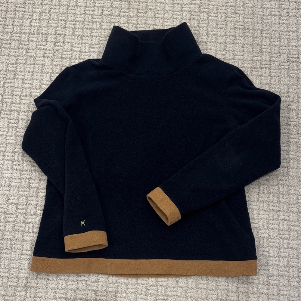 Dudley Stephens Navy and Tan Fleece Turtleneck